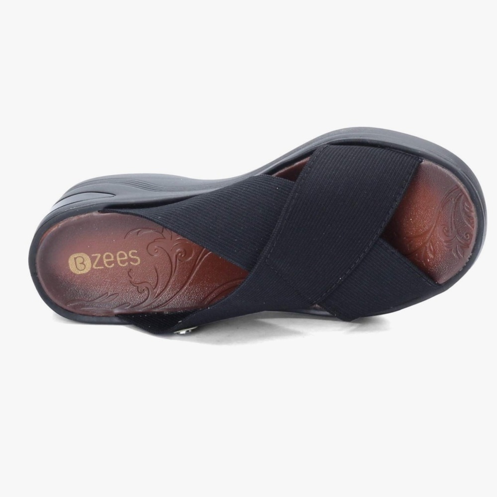 Bzees Black Crossband Wedge Sandals - Picture 7 of 7